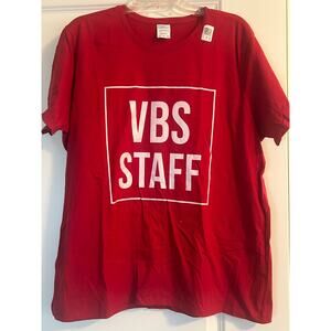 NWT Port & Company Red VBS Staff Short Sleeve T Shirt Size Ladies XXL